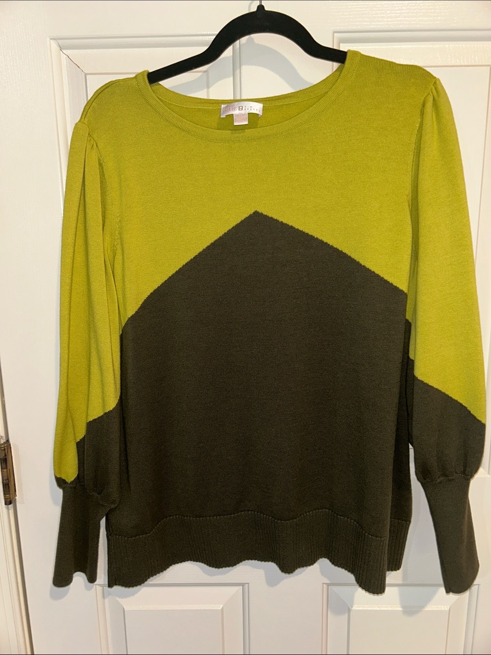 Belle by Kim Gravel Color Block Blouse Sweater - Smokey Citrus